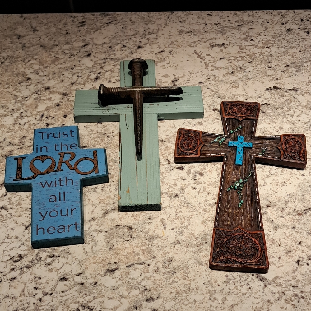 Teal  And Blue Decorative Cross